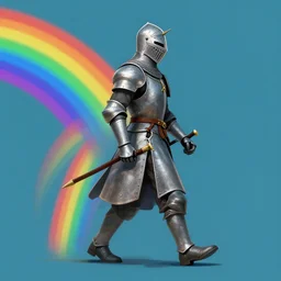 a knight walks on a rainbow, artstation