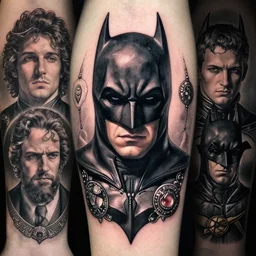 “ batman, tattoo, decorated ornaments by carl spitzweg, ismail inceoglu, vdragan bibin, hans thoma, greg rutkowski, alexandros pyromallis, perfect face, fine details, realistic shaded ”