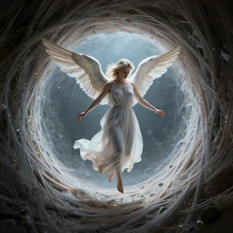 angel passing through a wormhole, digital art, trending on artstation, intricate 8k