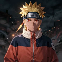 portrait of Naruto, dark and gloomy scenery, dynamic lighting, photorealism art, concept art, hyper realistic, fantasy