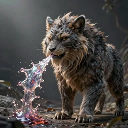 a mythical creature covered in fur and spitting caustic acid, fantasy, elegant, digital painting, artstation, concept art, matte, sharp focus, illustration, art by carl barks