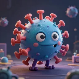 cute virus Character, hyper detailed art station parabolic lighting contest winners unreal engine trending on artstation, cinematic, hyper realism, high detail, octane render, 8k