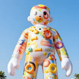 a giant sculpture made out of of inflatable pool toys in a human head shape, on the surface of the ocean, in the style of chad knight, long shot, hyper detailed, hyper realistic, ray tracing, 8 k resolution, sharp focus, realistic water, award winning sculpture