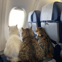 cats from behind on an airplane