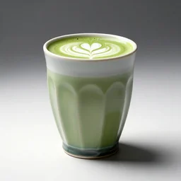 ceramic matcha latte, stylized 3d render, isolated on a pure white background, centered, entire object in frame, sharp focus, soft studio lighting