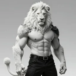 aesthetic portrait commission of a  of a male fully furry muscular anthro albino lion with a tail and a beautiful attractive hyperdetailed face wearing stylish and creative torn open black and yellow heavy outfit in a sci-fi dystopian city at golden hour while it storms in the background with bright police sirens lighting up the subject. Character design by charlie bowater, ross tran, artgerm, and makoto shinkai, detailed, inked, western comic book art, 2021 award winning painting