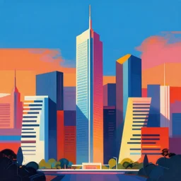 cityscape by zaha hadid, vivid vibrant geometric art