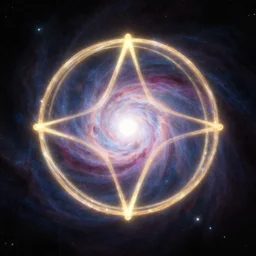 Glowing Cosmic Nebula Sigil of Infinite Worlds by Thomas Kinkaid and Mary GrandPré. Circular. Occult. Fantasy. Behance. Polished. Shiny. Reflective.