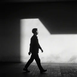 an approaching shadow, black and white photography by fan ho, hong kong 1 9 5 4