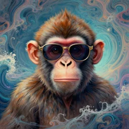 ! dream ( monkey wearing sunglasses ) ( ( ( hyper detailed masterpiece, psychedelic fractal pattern, jean giraud, digital art painting, dream wave aesthetic, ethereal, artgerm, donato giancola, tom bagshaw ) ) )