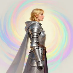 side profile portrait, medium shot, imogen poots, cleric armour, gloomhaven, colorful swirly magic ripples, pastel colours, by greg manchess, huang guangjian, sachin teng, greg rutkowski, jesper ejsing, ilya kuvshinov