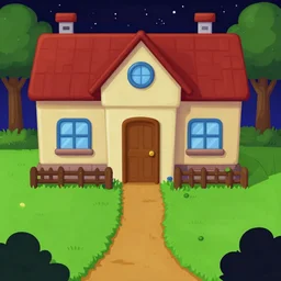 in front of a house with a path leading to the door, from a space themed serria point and click 2 d graphic adventure game, art by space quest ii