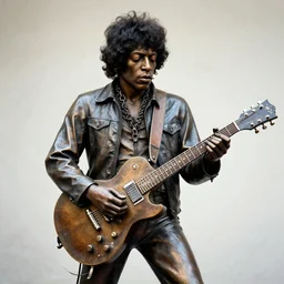 a statue of Jimi Hendrix playing guitar