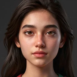 closeup headshot of the person who is a half Lebanese and half Mexican, 3D render by Mœbius