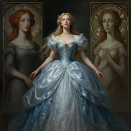 fairy foreteller in princess iridescent dress, physically accurate, moody dynamic lighting, very very intricate, very very elegant, highly detailed, digital painting, artstation, HR GIGER, Hieronymus Bosch, Francis Bacon, concept art, smooth, very beautiful, sharp focus, illustration, art by artgerm and greg rutkowski and alphonse mucha
