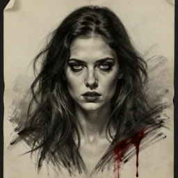 Portrait of Belial. fear inspiring mood. by Agnes Cecile but in charcoal and blood. on a pergament parchment.