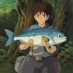 fish, in the style of studio ghibli, j. c. leyendecker, greg rutkowski, artgerm