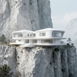 white habitat 6 7 house built on the side of a vertical cliff, neofuturism architecture, digital painting, detailed, highly detailed, smooth, sharp focus, 3 d rendering, octane, unreal engine, digital, maya, award winning, trending on artstation