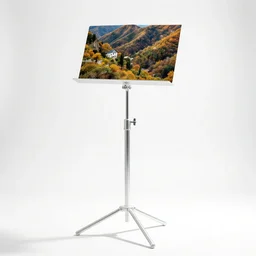 translucent music stand, commercial catalog photo, isolated on a pure white background, centered, entire object in frame, sharp focus, soft studio lighting