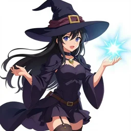 Flirty anime witch casting magic, Deviantart
