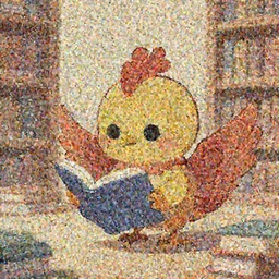 a cute adorable phoenix fledgling learning to read in a library #Cartoon