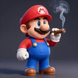 mario 6 4, smoking a cigar, smoke filled room, studio lighting 5 0 mm