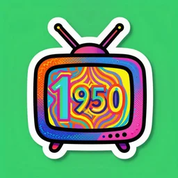 hologram 1 9 5 0 s television. pop art. sticker. psychedelic. colorful. stylized. greenscreen background