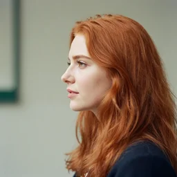 beautiful redhead woman, Photography, 35mm, side view
