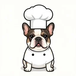 french bulldog chef attire,? one line drawing