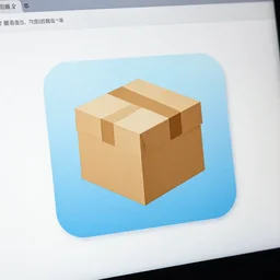 a detailed photo of a computer screen that has a cardboard box icon shown on the screen