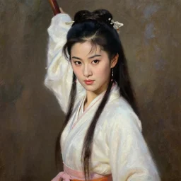exquisite oil painting of actress zhang ziyi as xiao mei from house of the flying daggers