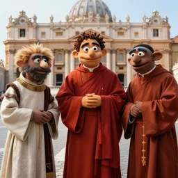 muppets monks and cardinals in vatican looking like rasputin, au naturel, hyper detailed, digital art, trending in artstation, cinematic lighting, studio quality, smooth render, unreal engine 5 rendered, octane rendered, by sergey grechanyuk