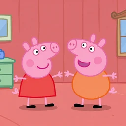 peppa pig and pumbaa dancing in the red room from twin peaks, the white stripes playing music. guitar and drums. black and white zig zag floor, strange