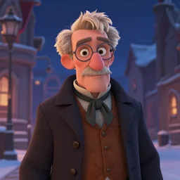 ebenezer scrooge from a christmas carol, pixar style, portrait