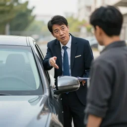 link as a shady car salesman tricking an unsuspecting customer, realistic, 4 k, hd.