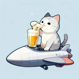 cat is drinking beer on a spaceship, digital art