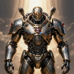 hyper realistic portrait of warhammer android machine symmetric cinematic, chaos marine, humanoid, artstation, cgsociety, full head, greg rutkowski, james gurney, mignola, craig mullins, brom