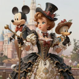 dieselpunk rococo disney characters, deep focus, d & d, fantasy, intricate, elegant, highly detailed, digital painting, artstation, concept art, matte, sharp focus, illustration, hearthstone, legend of the cryptids, art by artgerm and greg rutkowski and alphonse mucha