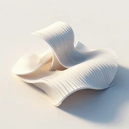 unfinished sculptural pleated curved roof planes lift and descend creating shade and architectural expression, dramatic surrealist form, morning light, lightweight structures, 3 d isometric top view