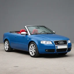 Denim Blue Audi A4 B6 Avant Convertible (2002), soft top roof raised, red interior, created by Barclay Shaw