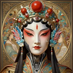 symmetry!! portrait of a machine from horizon zero dawn, machine face, decorated with chinese opera motifs, asian, chinese art, intricate, elegant, highly detailed, digital painting, artstation, concept art, smooth, sharp focus, illustration, art by artgerm and greg rutkowski and alphonse mucha, 8 k