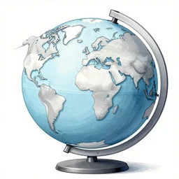 world map globe drawing, illustration