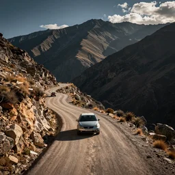 car driving along the most dangerous road in the world
