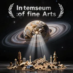 Interstellar museum of fine arts, fantasy surrealism