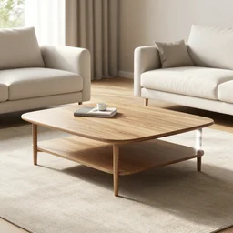 Coffee table in a house, Cinema4D render, natural lighting, 4K