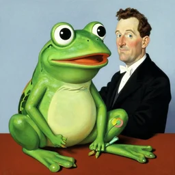 gary coopers as pepe the frog by norman rockwell