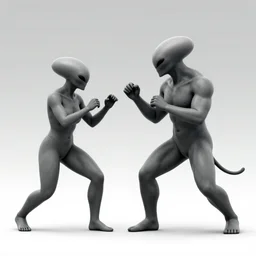Alien fighting humans, concept art, greyscale, 8k