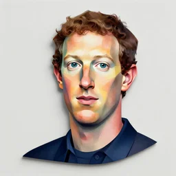 cubist portrait of mark zuckerberg cutout digital illustration cartoon colorful beeple