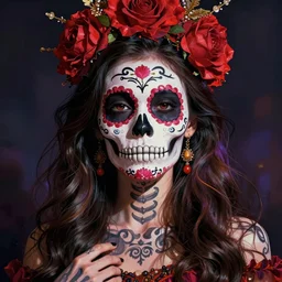 illustration of a sugar skull day of the dead girl, art by victo ngai