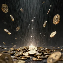 coin storm, coin rain, money, artstation